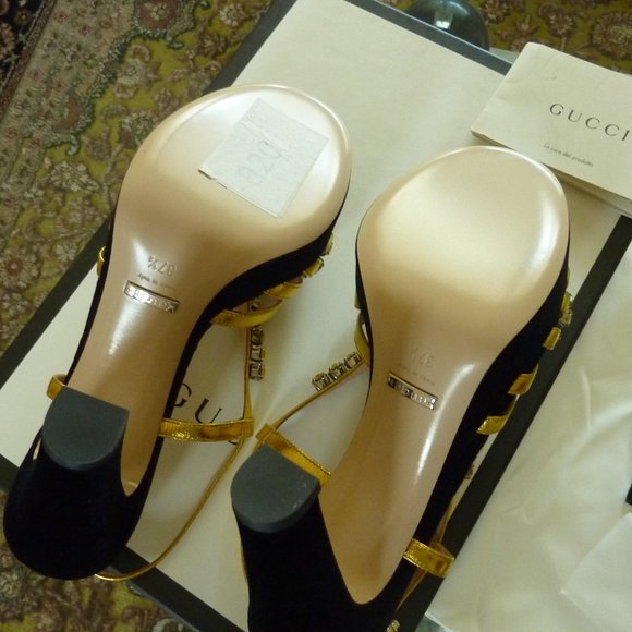 GUCCI "Zephyra" Velvet & Leather Sandals 7.5 37.5 - NEW in Box - Picture 8 of 8